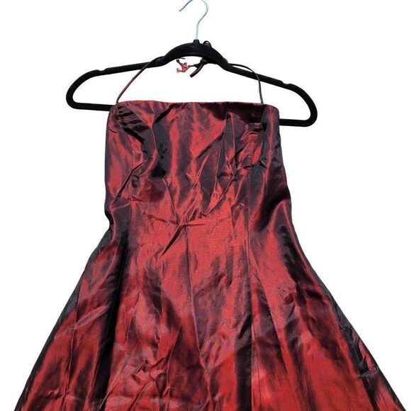 Vintage 90's Cache Gown 6 Oxblood Maroon Halter Backless Knotted Waist Aline USA - Picture 15 of 17